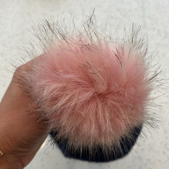 Anthropologie Faux Fur Pom-Pom hat in blue and soft pink - Picture 6 of 6